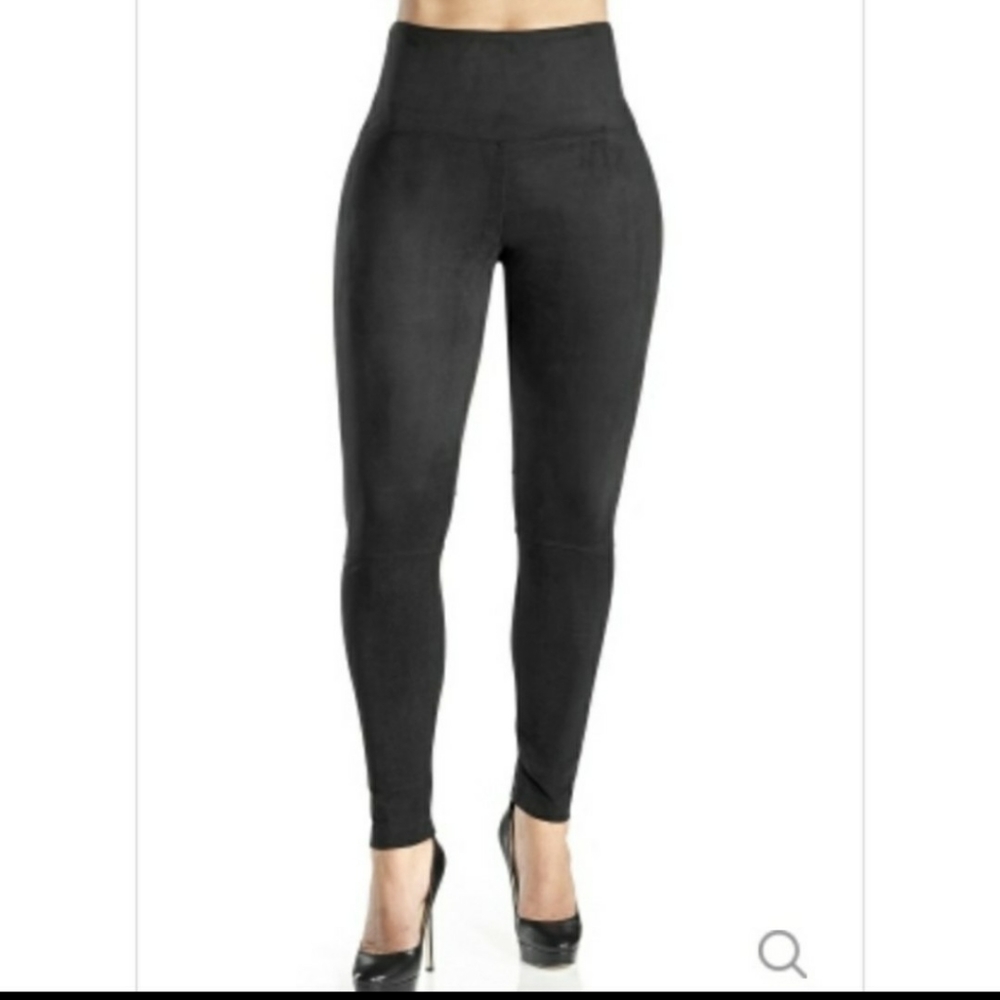 Lysee Black Stretch Suede Leggings L XL 14 16